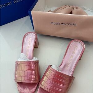 Pink Stuart Weitzman Slides
